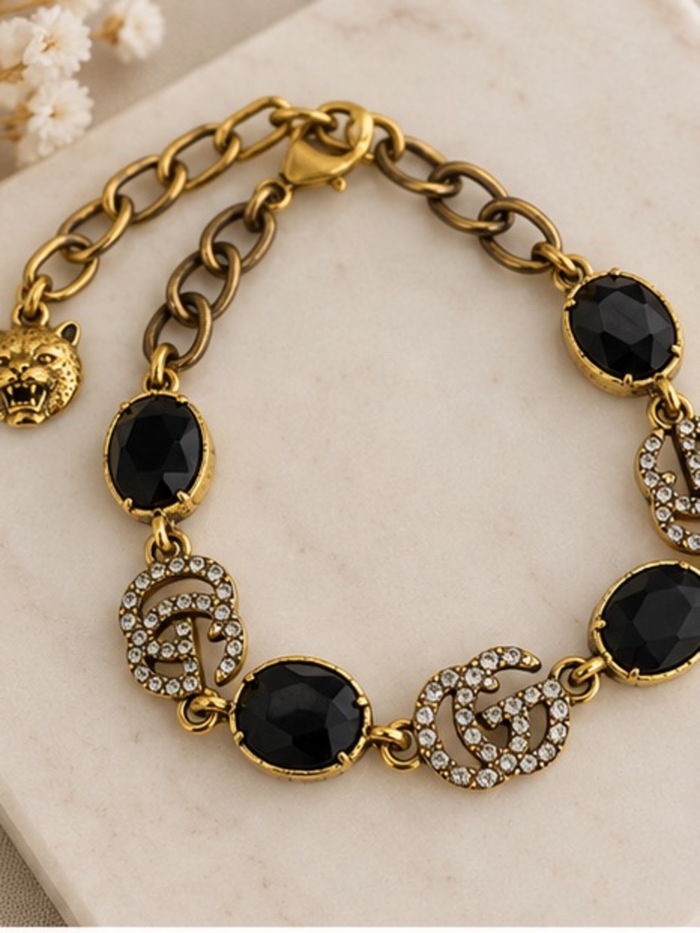 🖤 Designer Inspired Black Crystal Rhinestone Statement Bracelet